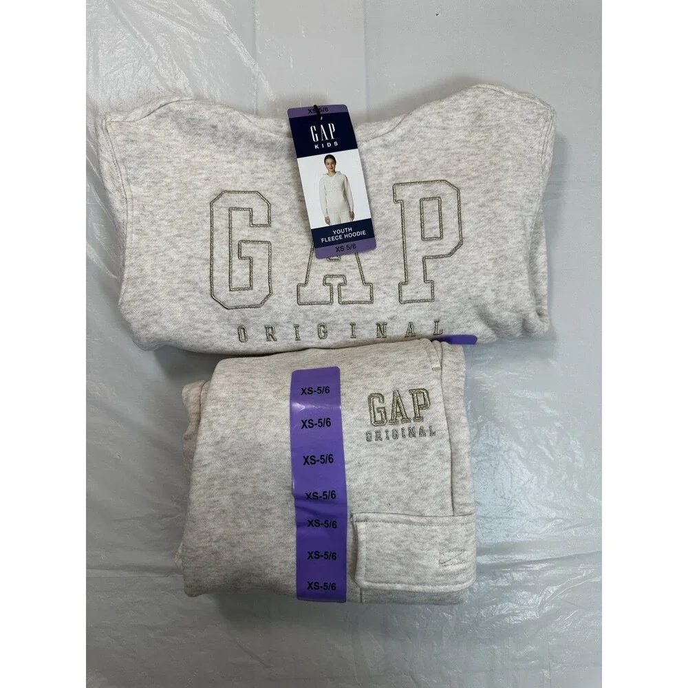 Gap Kids 2 PC Fleece Pants And Hoodie Beige/Gold Size XS 5/6